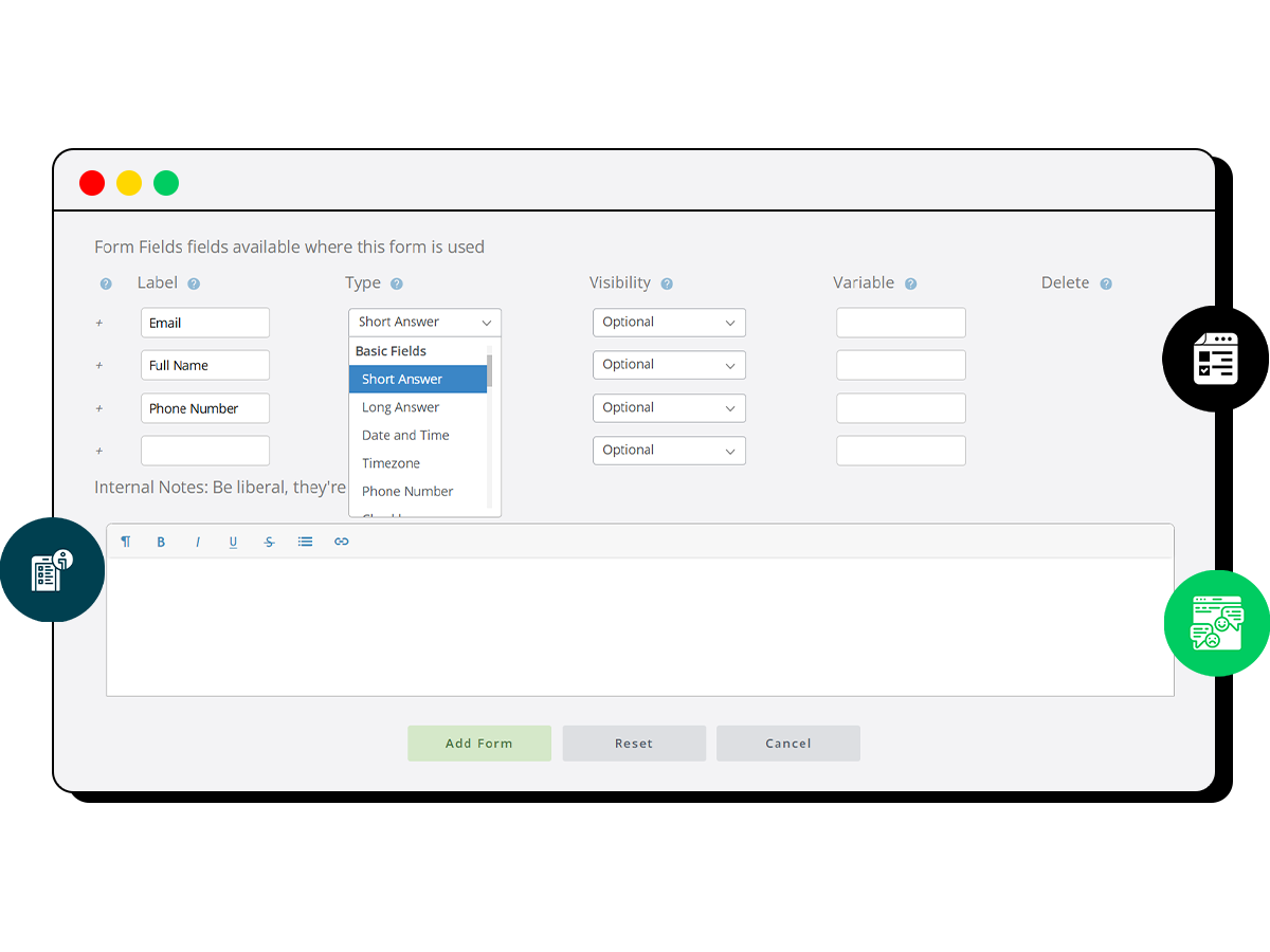 Grievance app form customization interface.