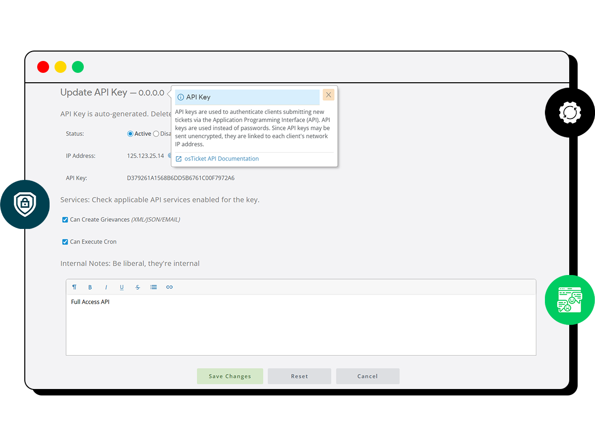 Grievance app API key configuration.