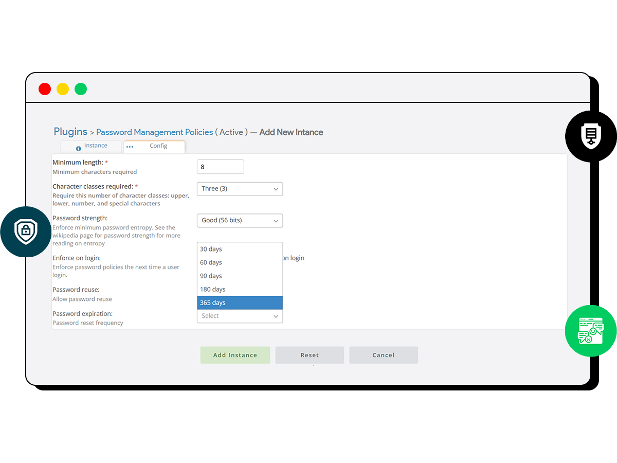 Grievance app password management policy settings.