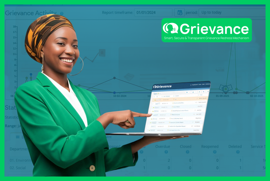 Grievance.app Optimizing Grievance Management with Digital Solutions Woman using Grievance.app platform for efficient Grievance Management, showcasing a transparent and secure digital solution.