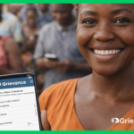 Citizen in Sierra Leone using a Digital Grievance Redress Mechanism on a mobile device to submit a complaint for a World Bank–funded urban resilience project